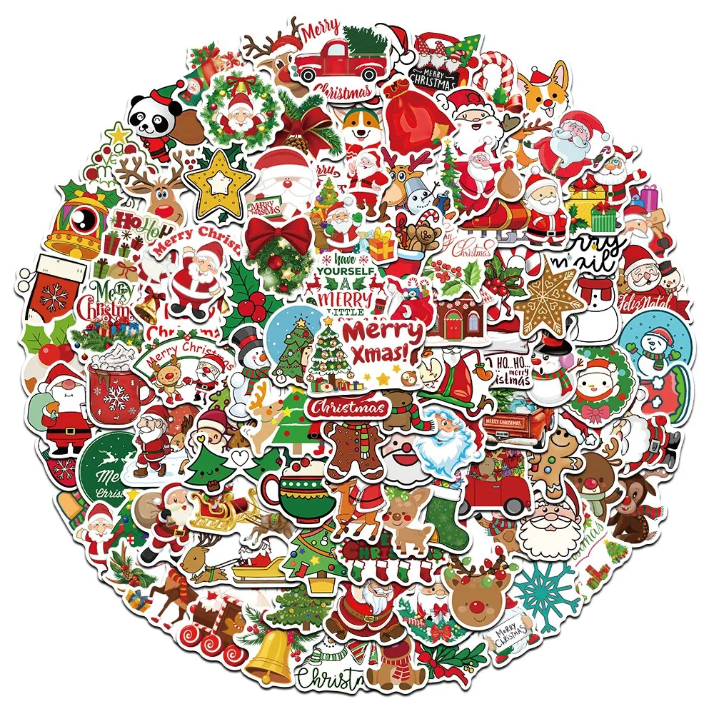 

10/30/50/100pcs Cartoon Cute Santa Claus Christmas Graffiti Stickers Scrapbook Diary Laptop Phone Stationery Sticker Decal Toy