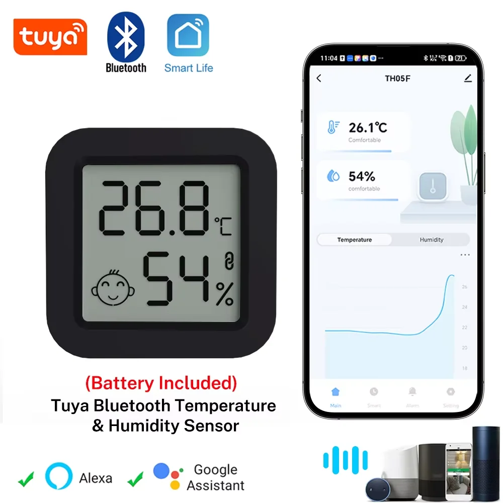 Tuya Smart Home Temperature Humidity Sensor LCD Thermometer Hygrometer Display BT-Compatible APP Support Alexa Google Assistant