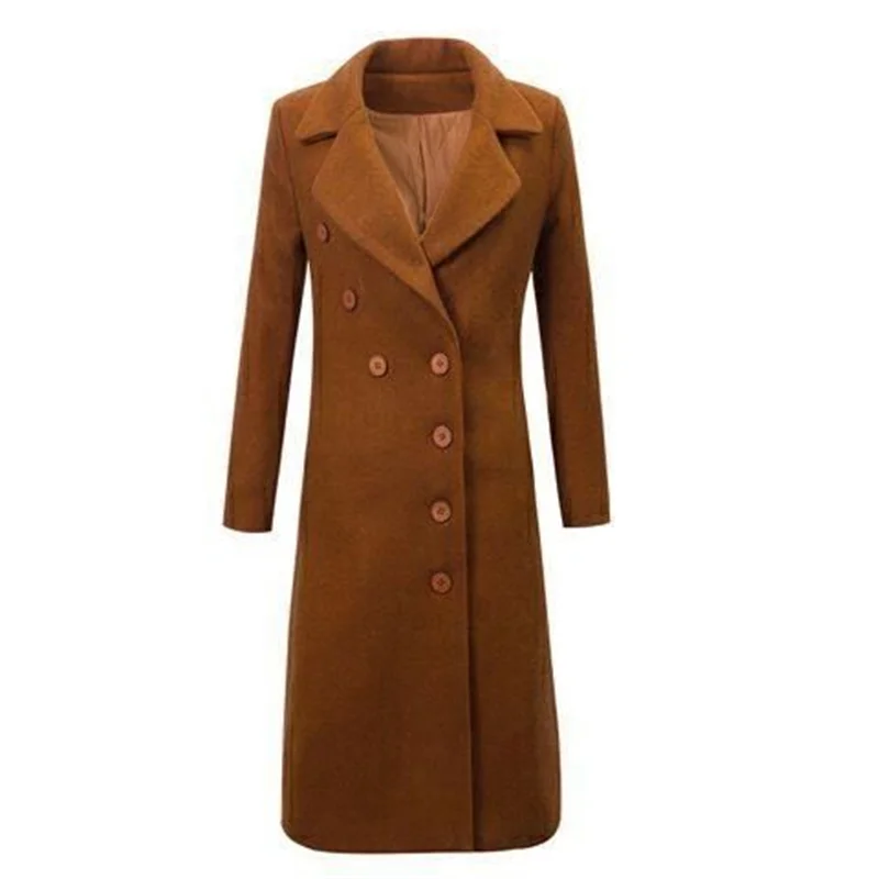 Female Woolen Coat Velvet 2023Women\'s Double-Breasted Woolen Coat Spring And Autumn Woolen Coat Fashion Suit Collar ThickTrench