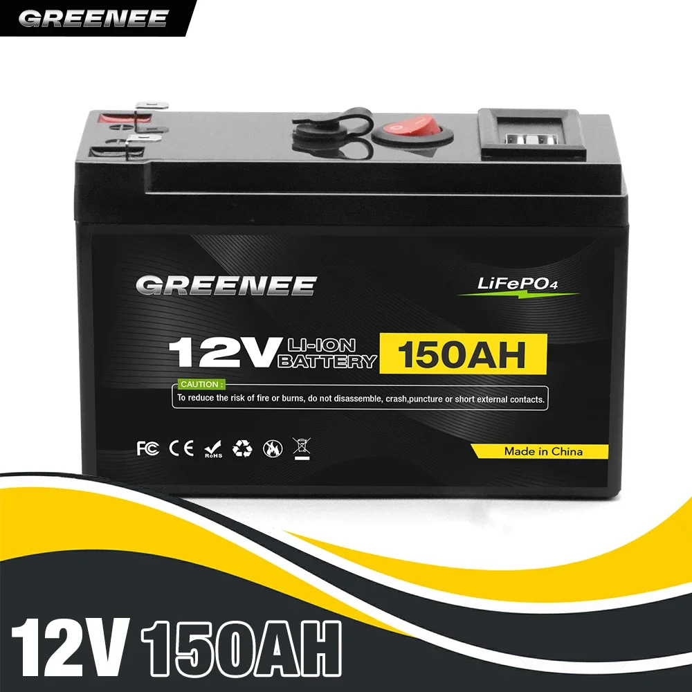 

Lithium Battery, Upgrade 12V 150Ah LiFePO4 Rechargeable Battery, Up to 4000+ Cycle Times, for Small UPS, Solar Power,Fish Finder