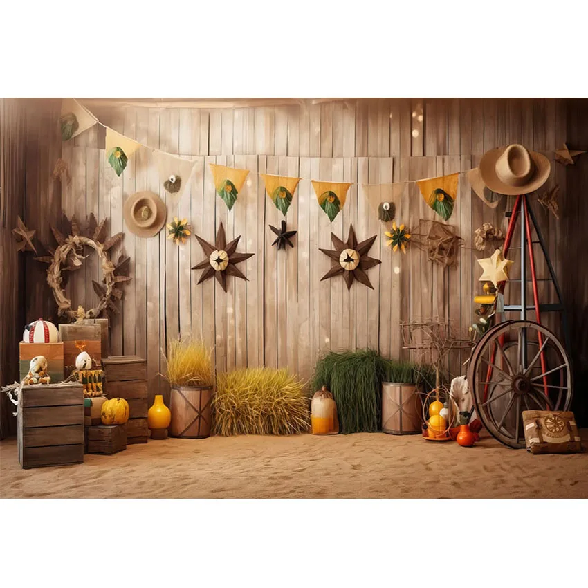 Mehofond Western Desert Cactus Backdrop Wooden Cowboy Kids Birthday Mexican Party Decoration Photography Background Photo Studio