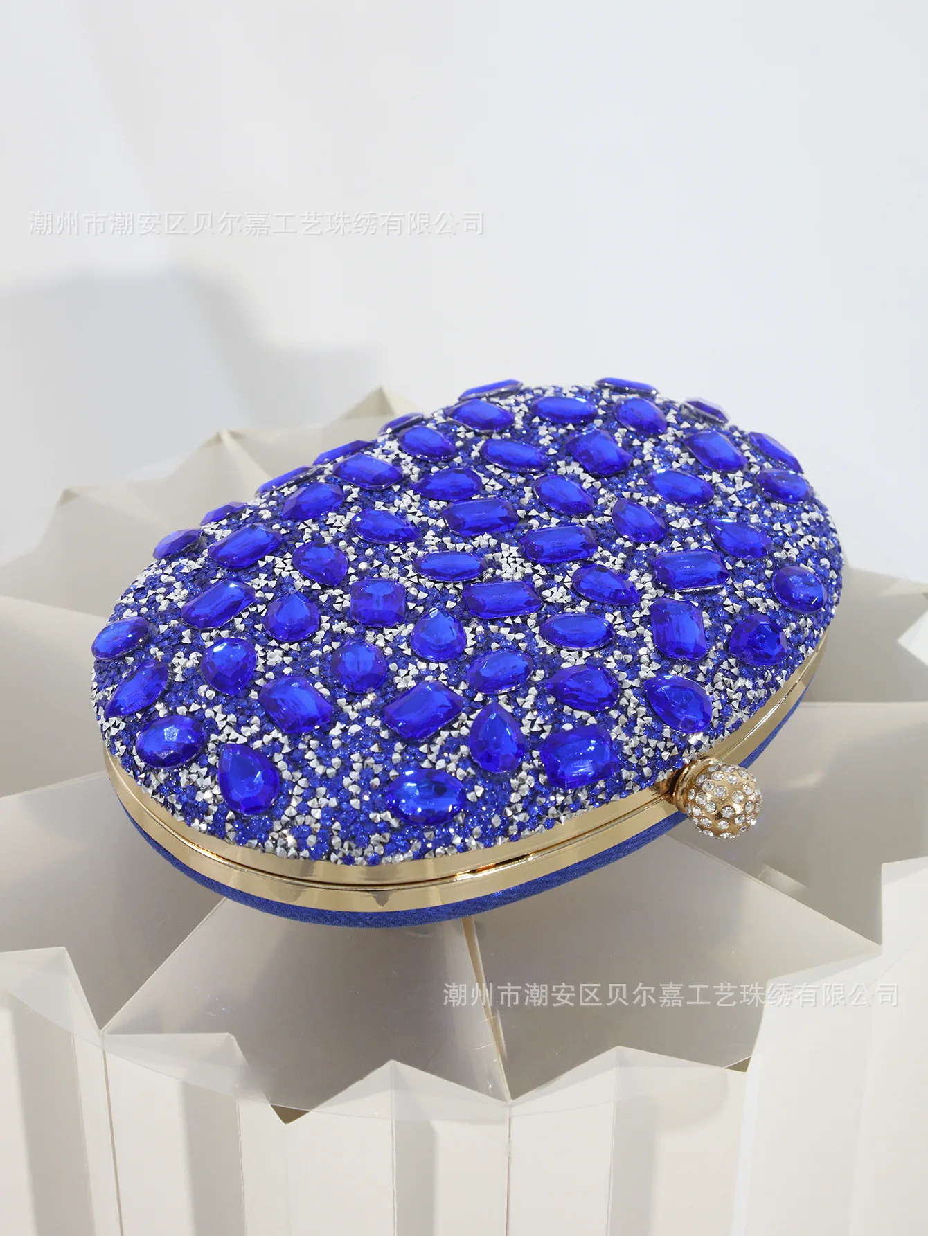 Ünlü Oval Büyük Elmaslı Yemek  - Luxury Bags Blue incelemesi ve fiyatı