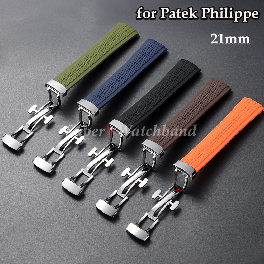 Soft and Elastic Silicone Rubber Watch Strap for Patek Philippe 5167R Grenade Aquanaut Series 21mmWaterproof Watch Strap for Men