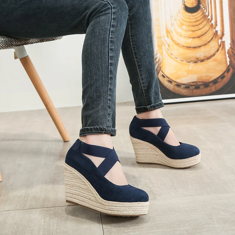 Spring Summer Shoes Women High Heels Elegant Ladies Wedges Shoes Brand Women Pumps Platform Woman Wedge Heel 10cm A3540