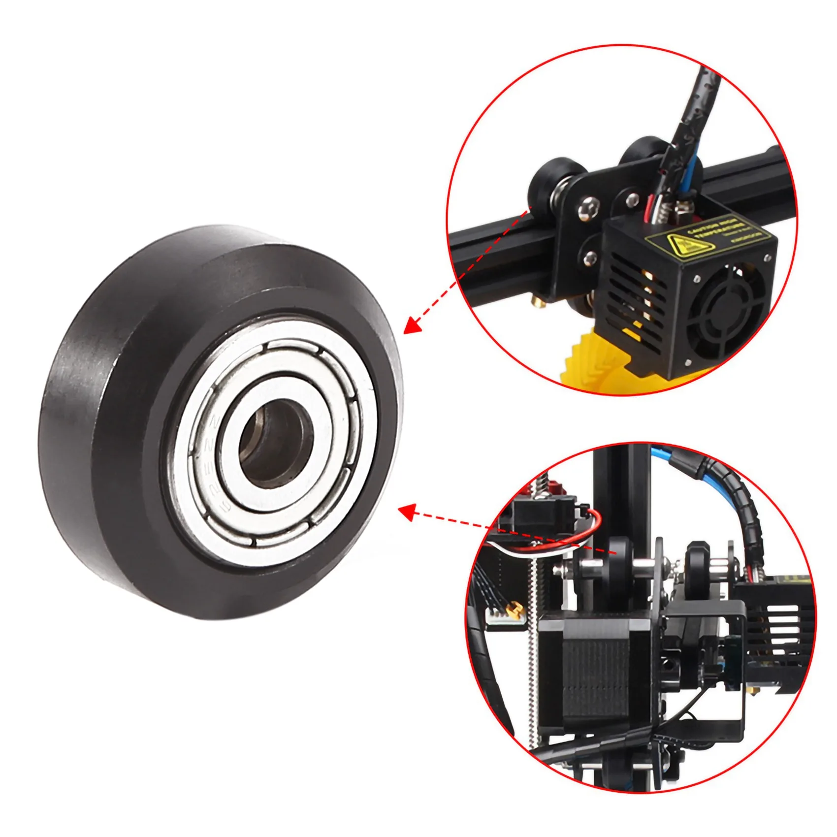 10 Pcs Plastic Wheel with Bearings Big Models Passive Round Wheel Idler Pulley Gear Wheel for CR10 3