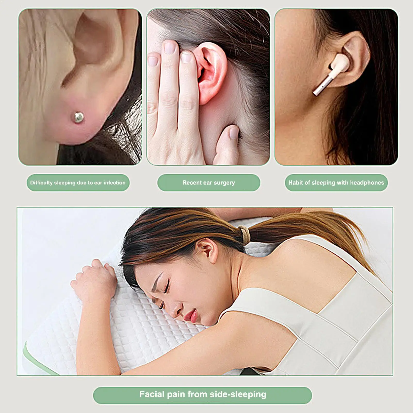 Ear Pillow Ear Piercing Side Sleeping Pillow Side Sleeper Donut Cushion For Traveling Airplanes Car Home Adults Seniors Women