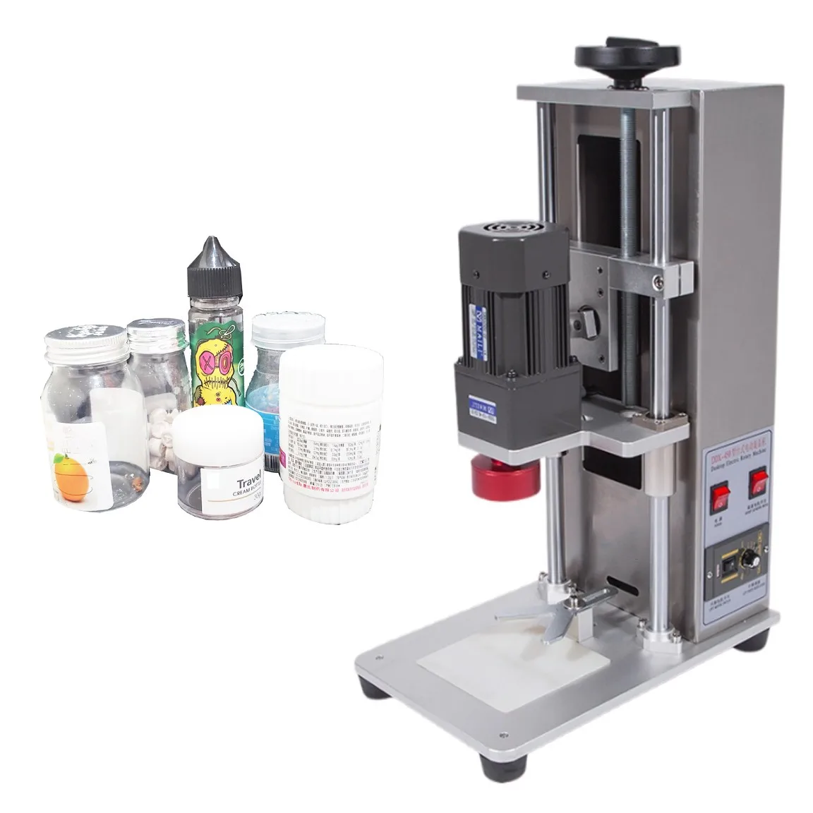 

Desktop Auto Capping Machine Lid Capper Locker Screw Caps Rotating Electric Sealing Machine Mineral Water Glass Juice Bottles