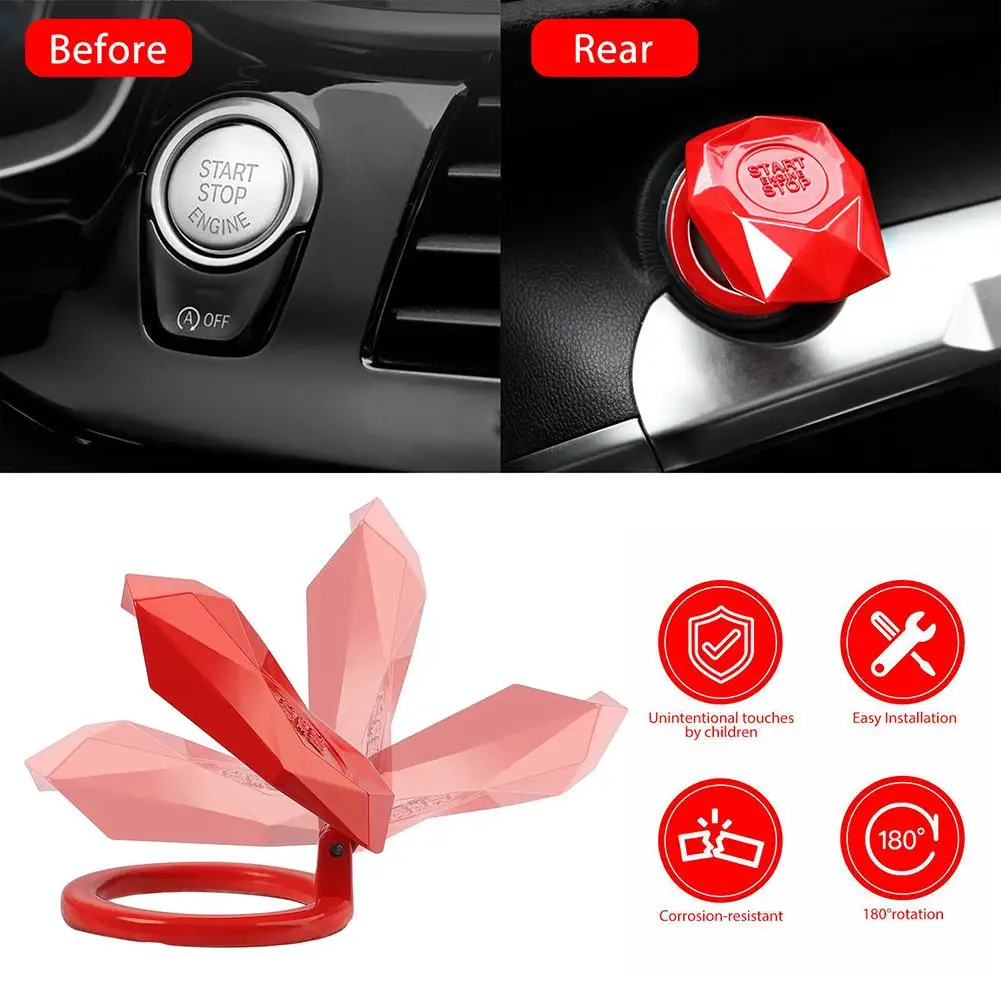 Engine Start Push Button Cover Ignition Switch Decorative Stickers Interior Modification Accessories Trim Universal