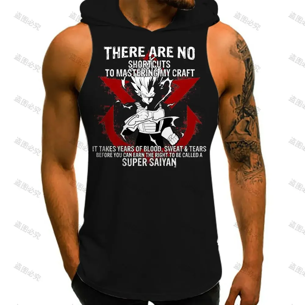 Dragon Ball Z Trend Vest With Hood Goku Y2k Clothes Summer Sleeveless Vests Anime Bodybuilding Running Tank Top Men Fashion 2022