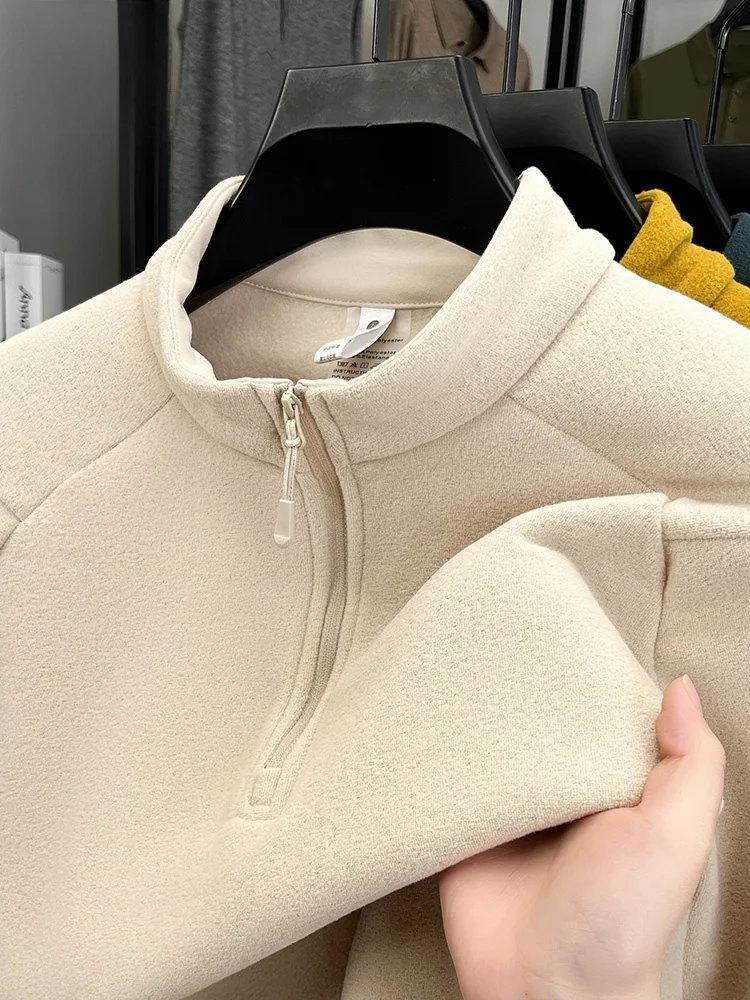 

Romon Men's Fashionable Hoodie Thickened Double-sided Fleece Casual Half-zip Autumn Winter New Style Breathable Urban Wear