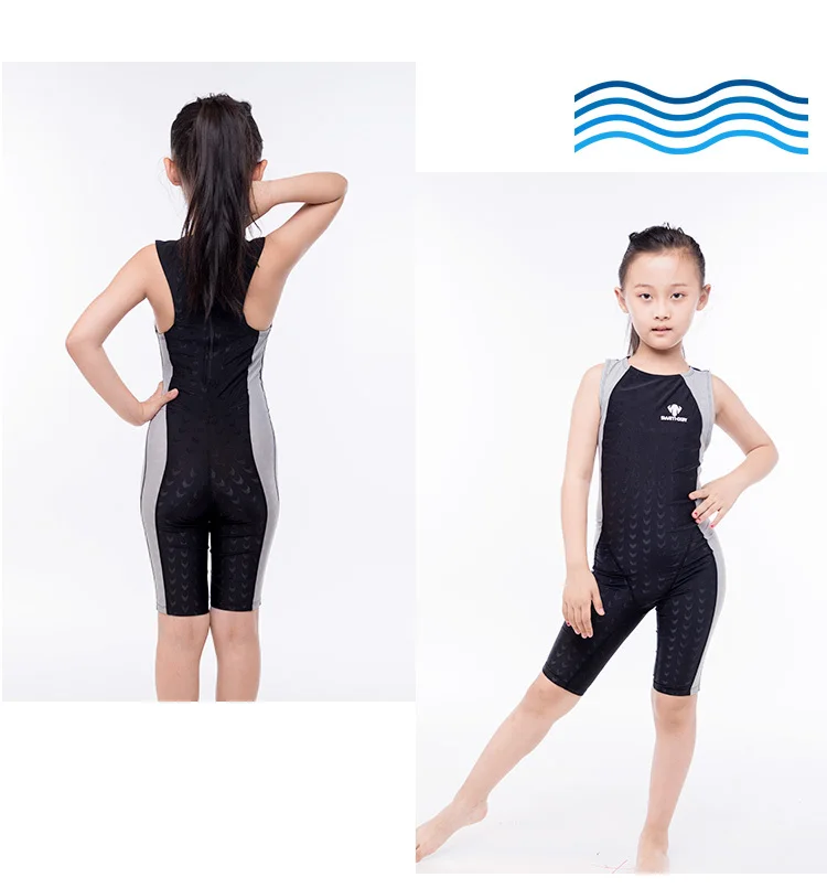 HXBY Swimwear Boys Competitive Swimming One Piece Swimsuit Knee Boys Swimsuits Bathing Suit Swim Wear