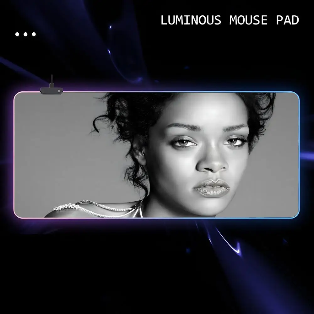 

S-Singer R-RIHANNAes Mouse Pad RGB Mousepad Xxl Gaming desk decor Accessories Large LED Mouse Pad Luminous Keyboard Desk Protect