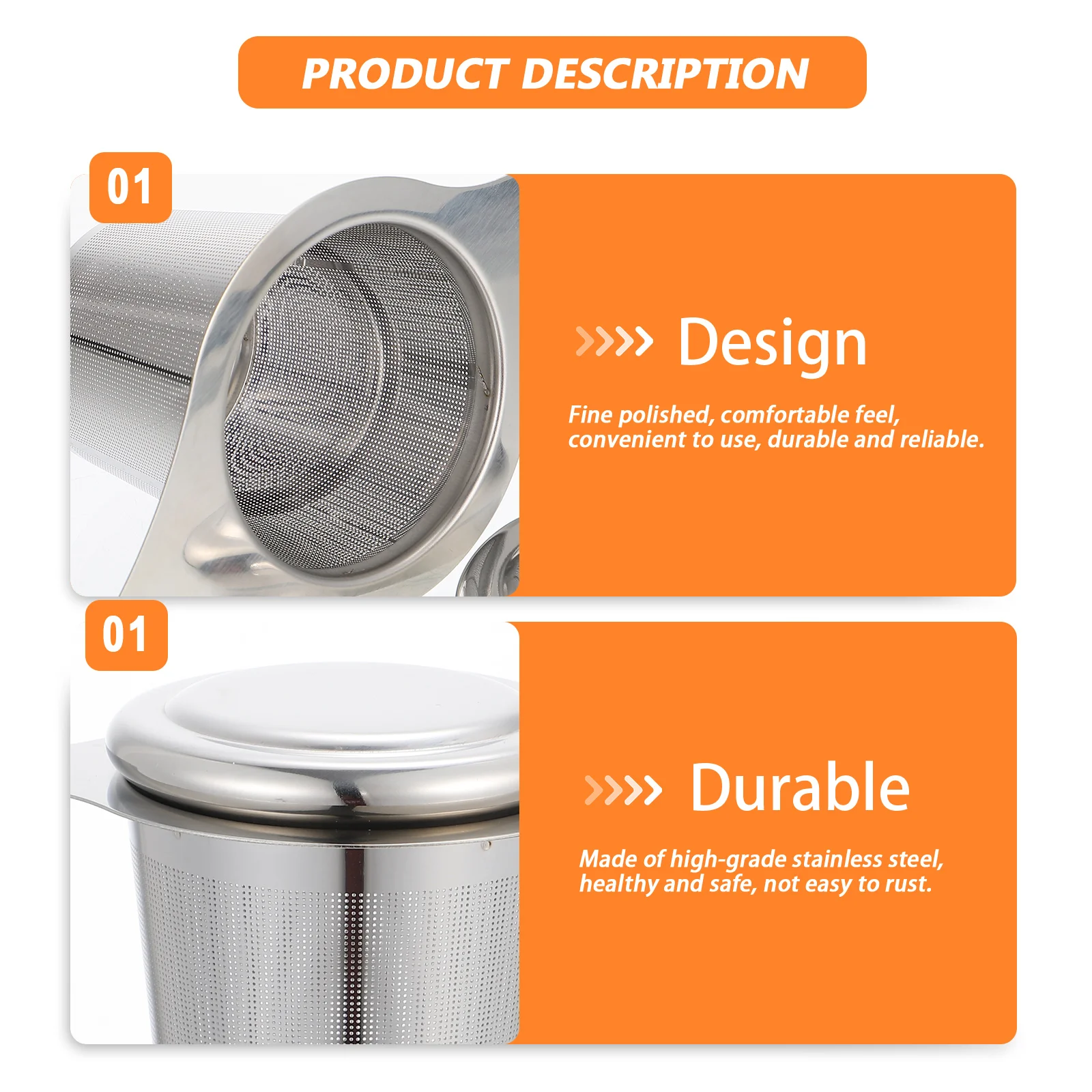 

2pcs Stainless Steel Strainer Double Handle Loose Steeper Fine Polished High Temp Resistance Filtering Supplies For Home