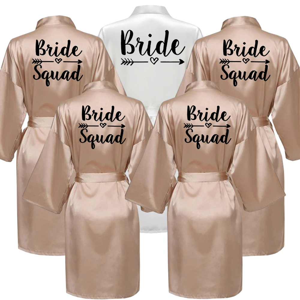 Wedding PartyBride Squad Team Bride Robe Kimono Faux Silk Satin Pajamas Bridesmaid Bathrobe Bride Party Bridesmaid Robes