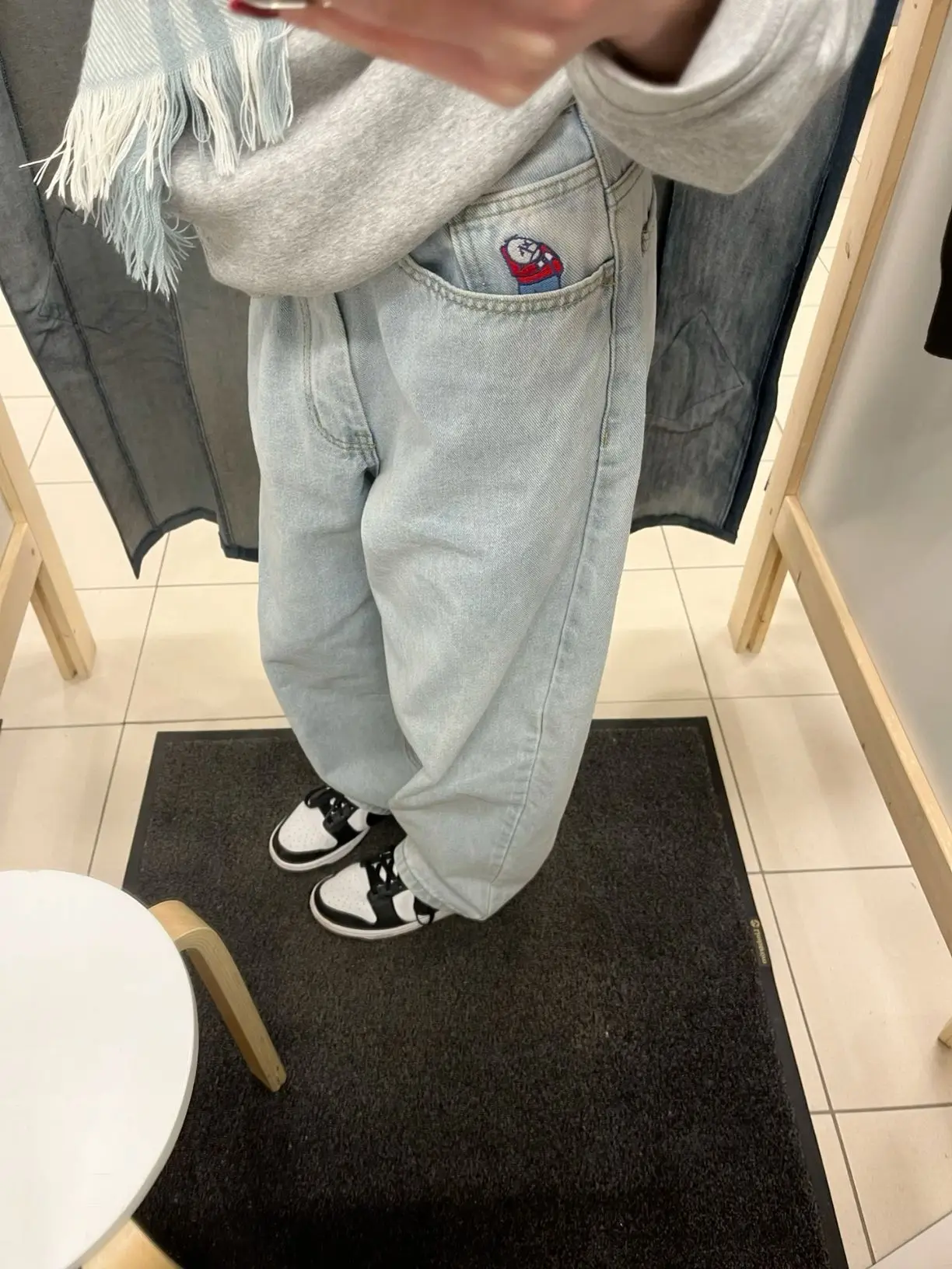 Polar Big Boy Jeans Retro Blue Cartoon Streetwear Embroidery Y2k Pants Baggy Jeans Mens Womens Hip Hop Low Waist Wide Trouser