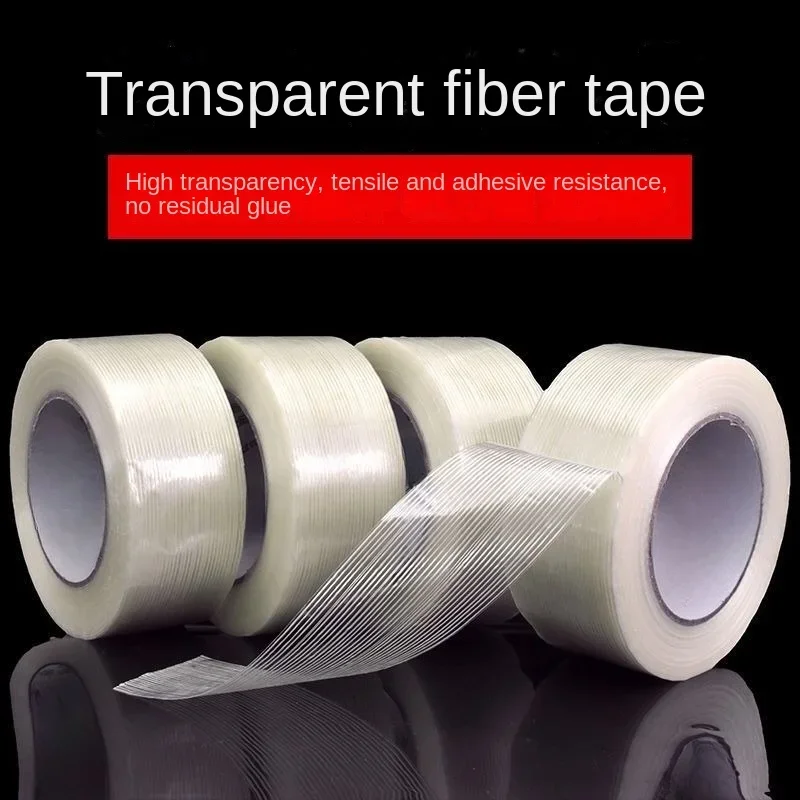 Strong Fiber Tape for Fixing Electrical Appliances Furniture Moving Single Sided Transparent Non Marking Striped Tape