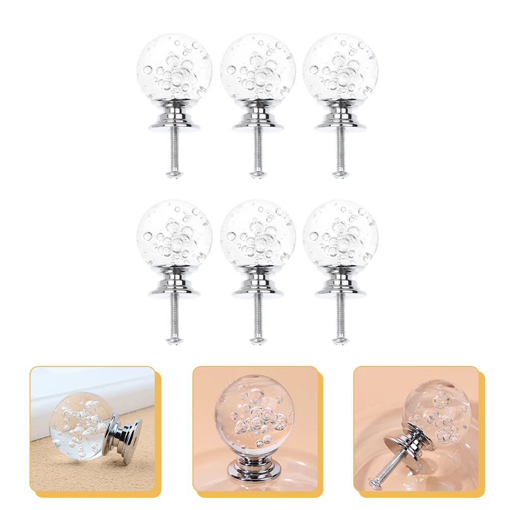 

6Pcs Crystal Furniture Knobs Elegant Bubble Ball Design Sturdy Glass Metal Drawer Pulls for Cabinets Dressers Wardrobes Home