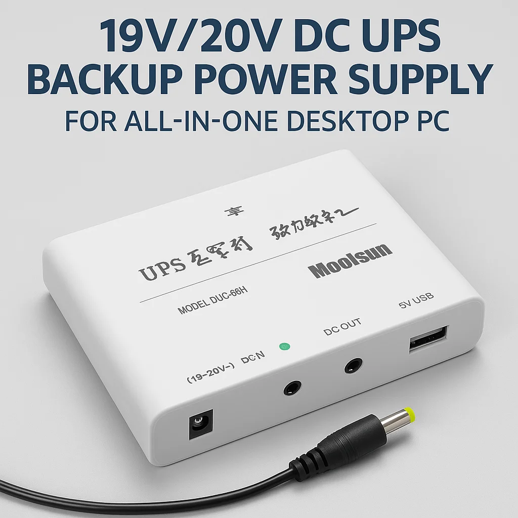 DC UPS Power Module Case for 19V/20V All-in-One PC – 5x18650 Battery Holder Shell, No Battery, Backup Surge Protection Supply