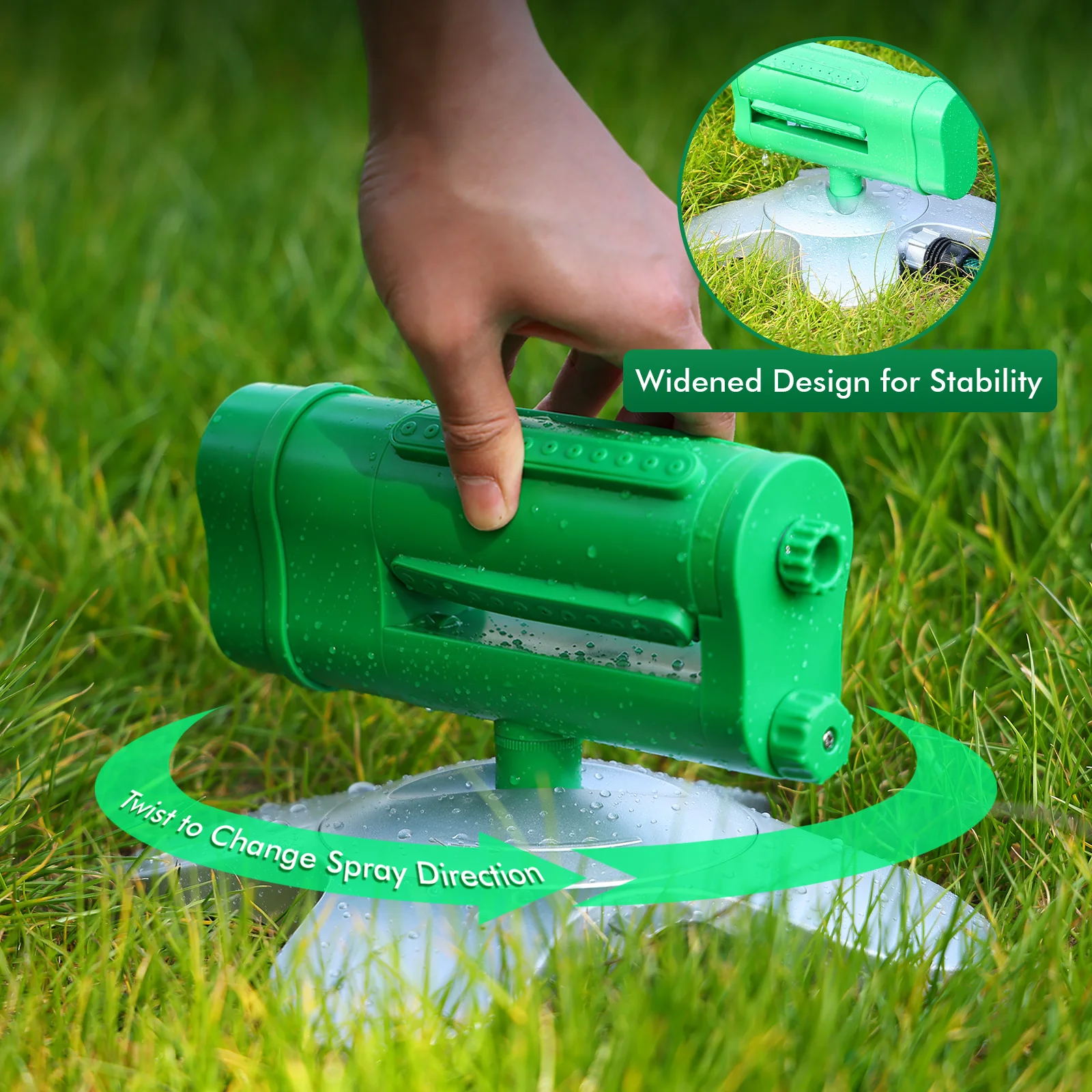 Large Coverage Oscillating Garden Sprinkler 3200 Sq.ft 4-Way Water Control 360 Rotating Adjustable Flow for Lawn Irrigation