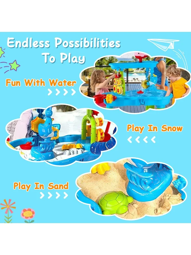 Children's sand and water table toddler water activity table rain shower game table toys