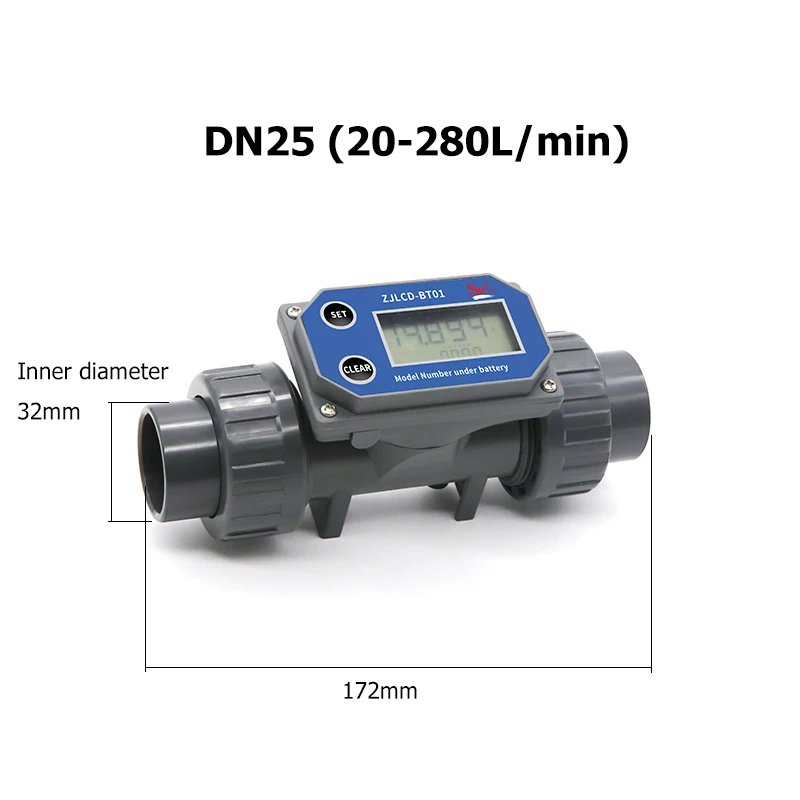 DN15-DN80 Digitale display-stroommeter Op batterijen werkende PVC-pijpleidingstroommeter met hoge precisie Waterstroomsensor voor landbouwirrigatie