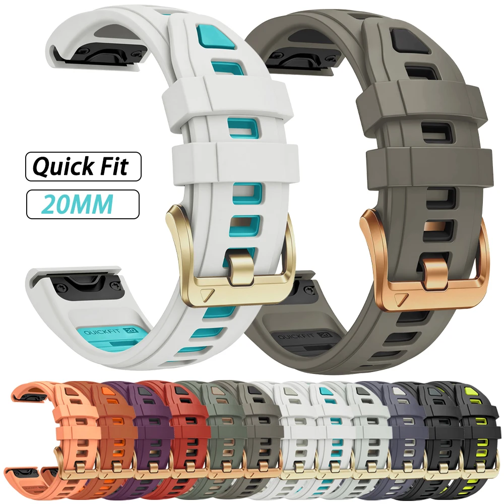 20mm Two-Tone Strap For Garmin Fenix 8 9 9Pro 43mm 7S 6S QuickFit Watch Band Epix Pro Gen2 42mm Sports Silicone Replace Bracelet