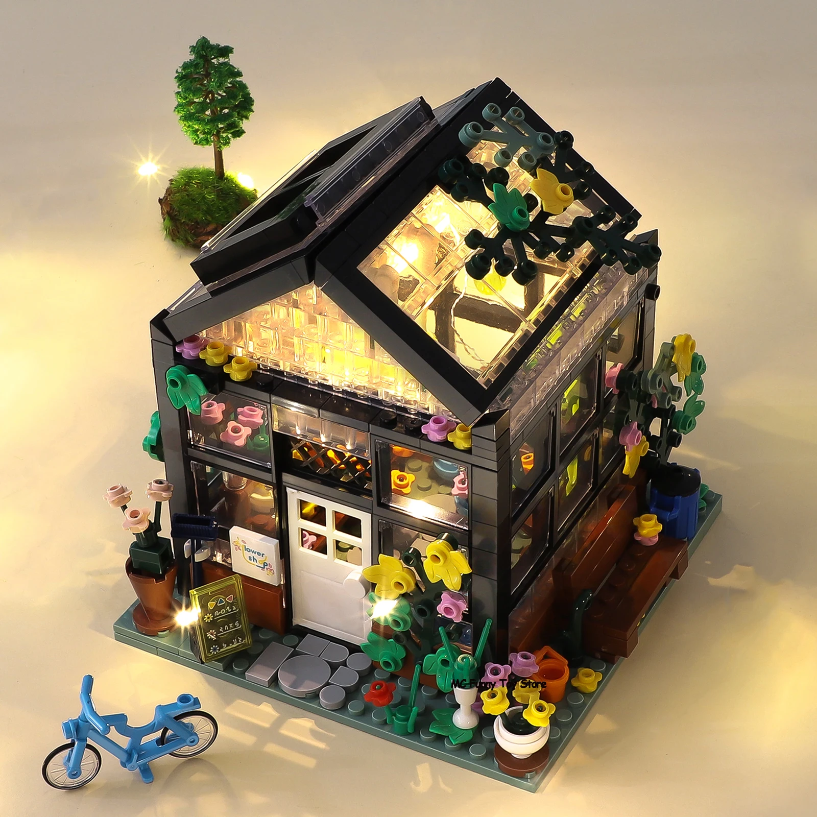 MOC Creative Flower Bouquet Store House Model Building Block City View Holiday Summer Coffee Shop Bricks Girls Toys Kids Gifts