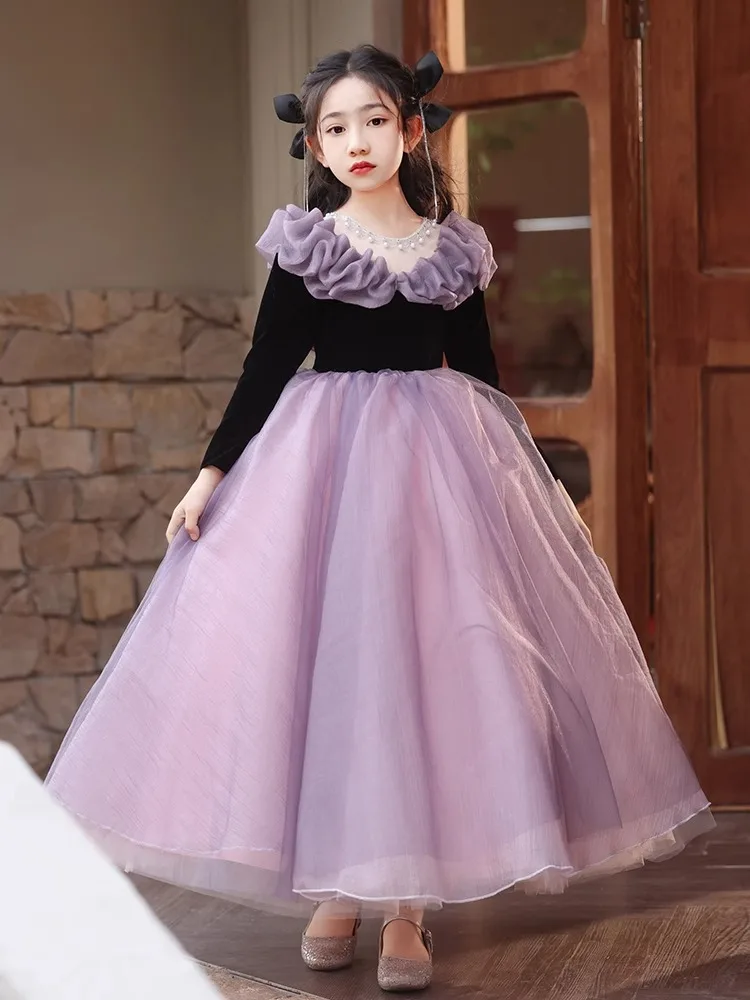 

2024 Elegant Flower Girl Princess Dress Mesh Formal Christmas Fluffy Dress Lolita Girl Birthday Party Dress Children's clothing