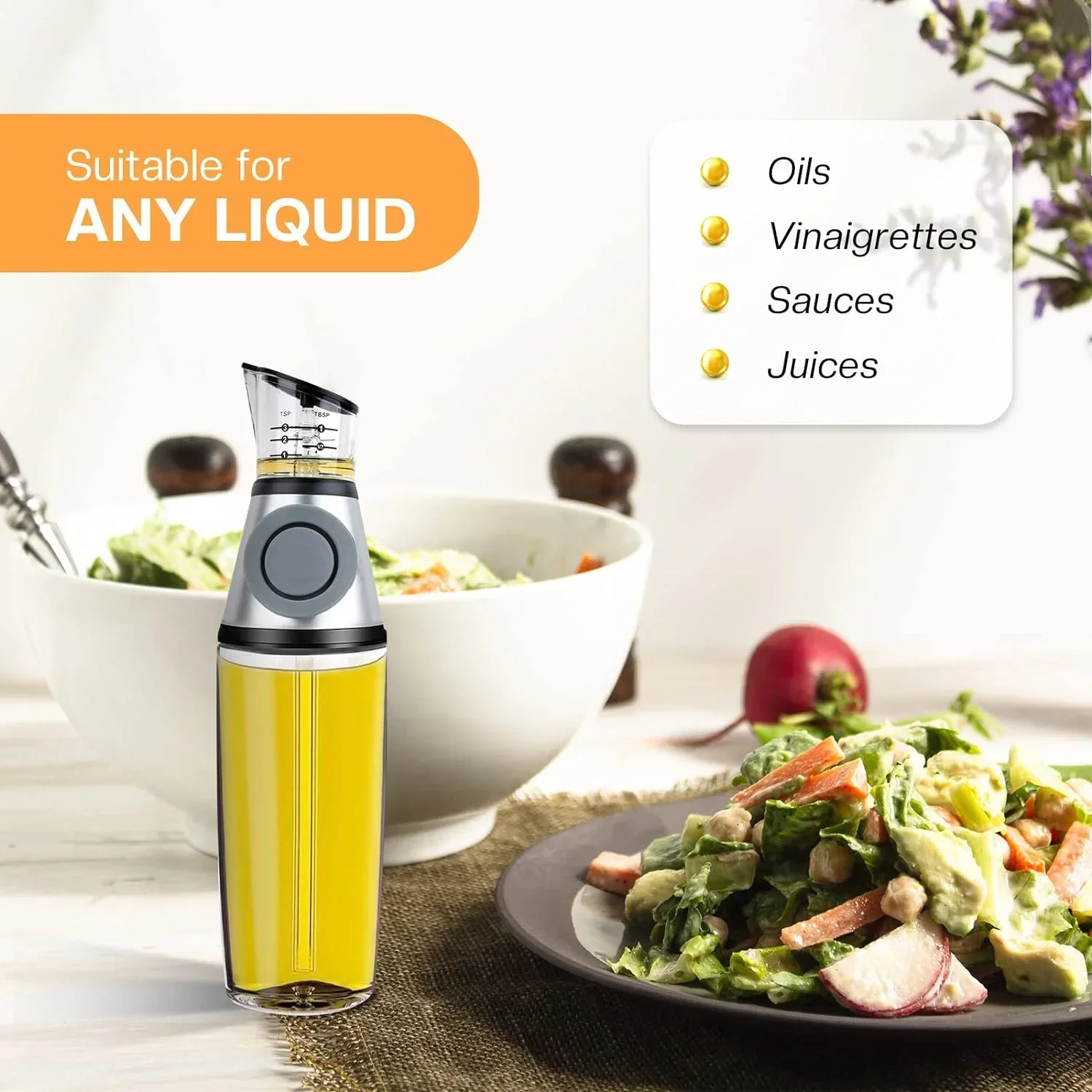 Olive Oil Dispenser for KitchenOlive Oil Sprayer Mister for Cooking  Non-drip  Oil Bottle Spout with Measurements for Cooking