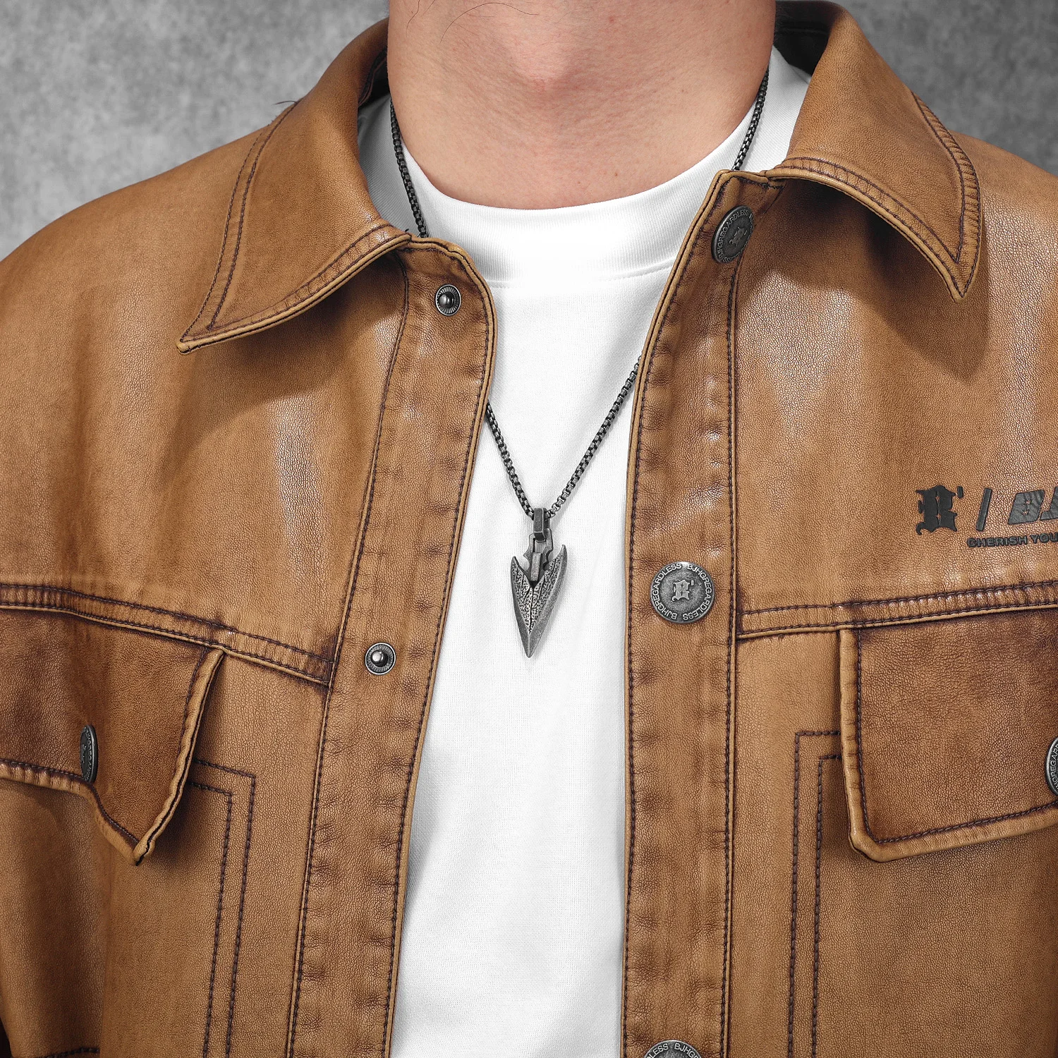 Retro Viking Arrow Texture Men Necklaces Stainless Steel Pendant Chain Women Punk Fashion Jewelry New Accessories Gift Wholesale view 5