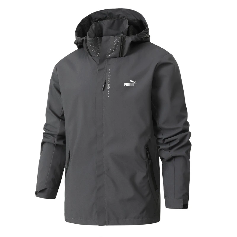 

This men's casual hooded casual jacket has the features of windproof, waterproof and sunproof.