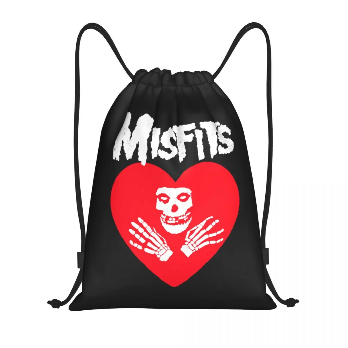 Love Misfits Skull Drawstring Bags Men Women Foldable Gym Sports Sackpack Heavy Metal Rock Shopping Backpacks