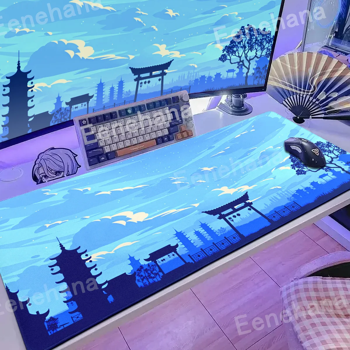 

Japanese Landscape Mouse Pad Clouds XXL Sakura Non-slip Laptop Keyboard Accessories Large Mat Bule Sky Setup Gaming Decoration
