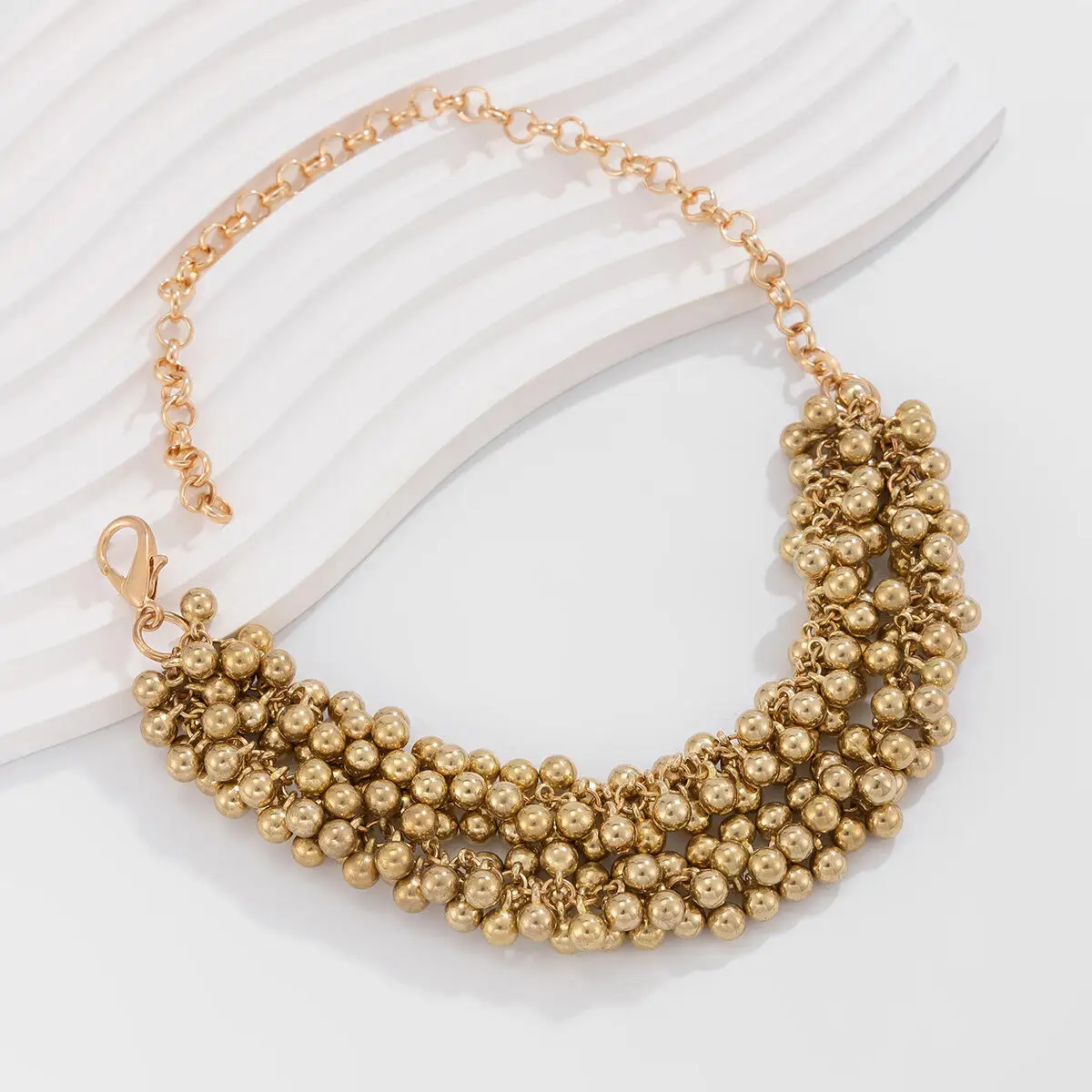 Europäische und amerikanische Schwerindustrie-Metallperlen, übertriebene Halskette für 2024, Damen-Modeschmuck, Party, ungewöhnliche Accessoires – Detail 11