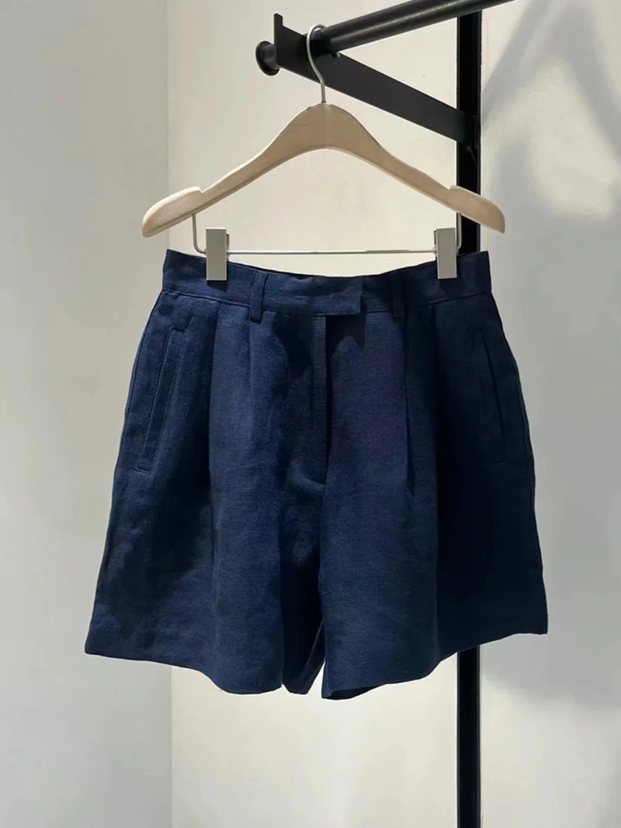 

Летние тонкие хлопковые льняные широкие брюки, женские повседневные свободные брюки длиной пять четвертей, простой дизайн