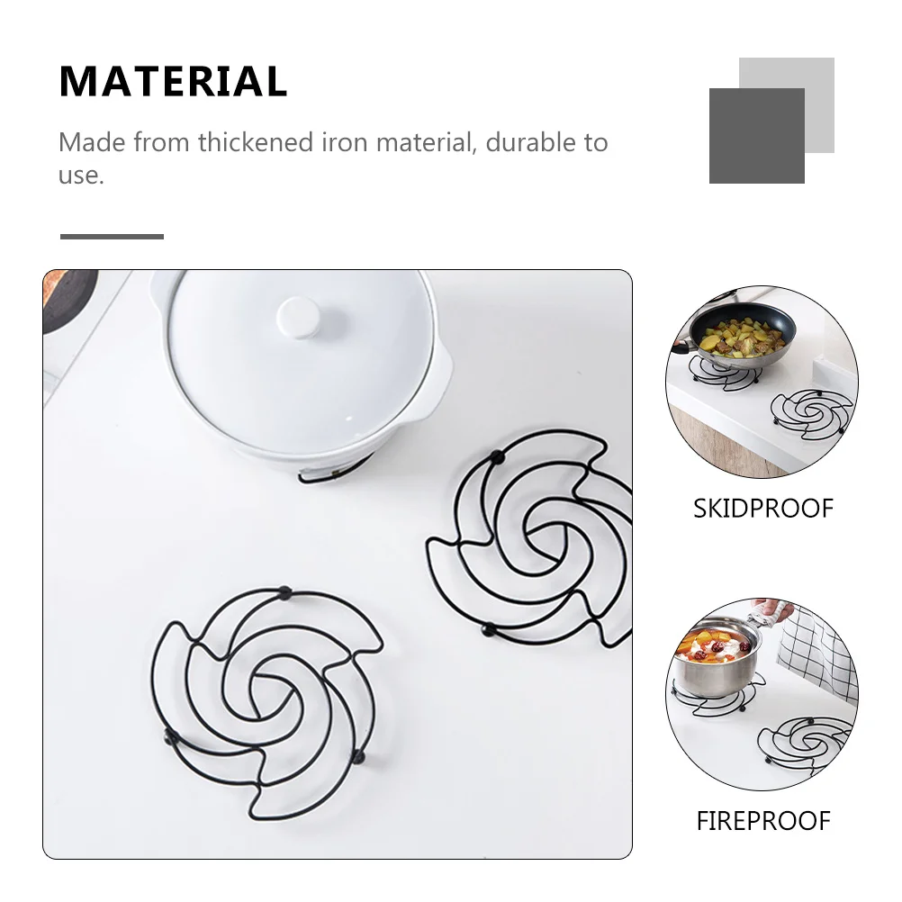 

2pcs Iron Pot Mat Heat-Resistant Non-Slip Kitchen Table Protector Bowl Pad Cookware Mat Hollow Design Plate Holder