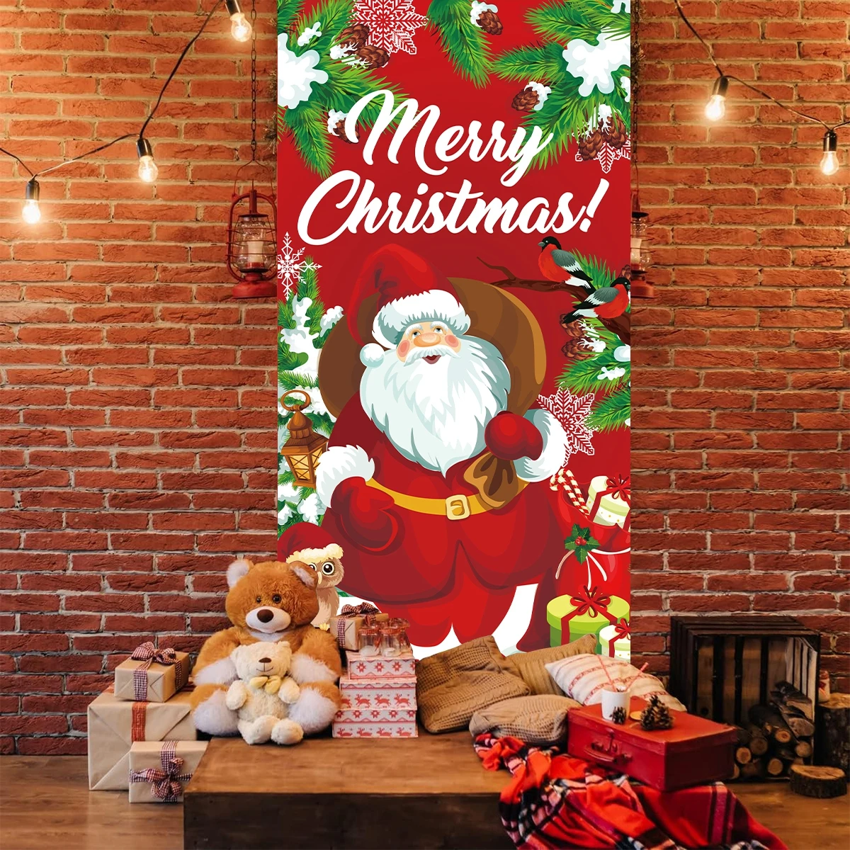 Santa Claus Hanging Flag Merry Christmas Decorations For Home 2024 Xmas Gifts Christmas Ornament Navidad Natal New Year 2025