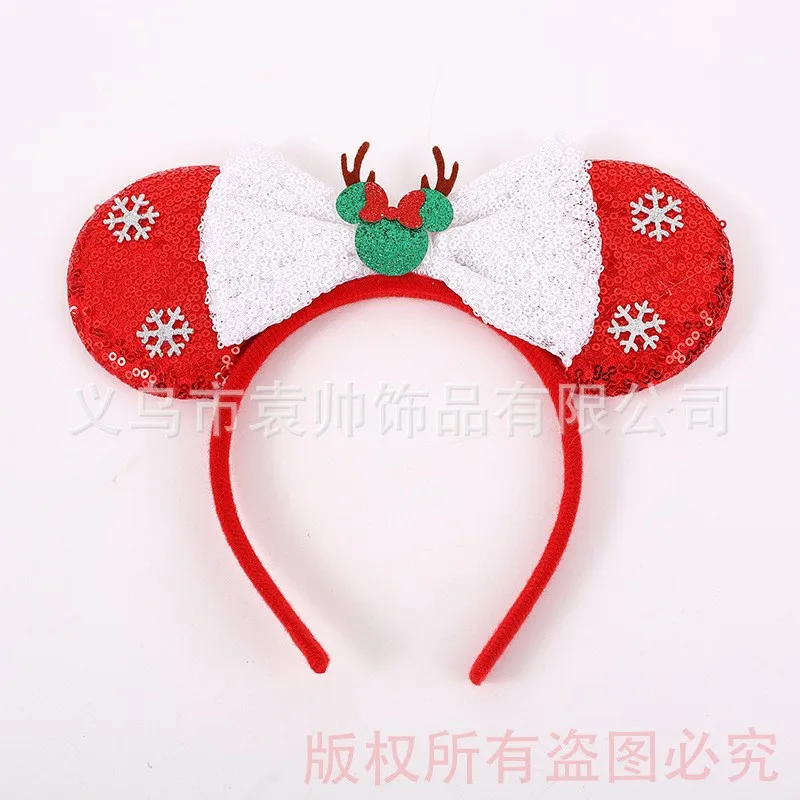 عيد الميلاد Kawaii B ديزني ميكي ماوس بريق القوس الزخرفية عقال مقاطع الشعر اللعب الملحقات للفتيات الهدايا #5