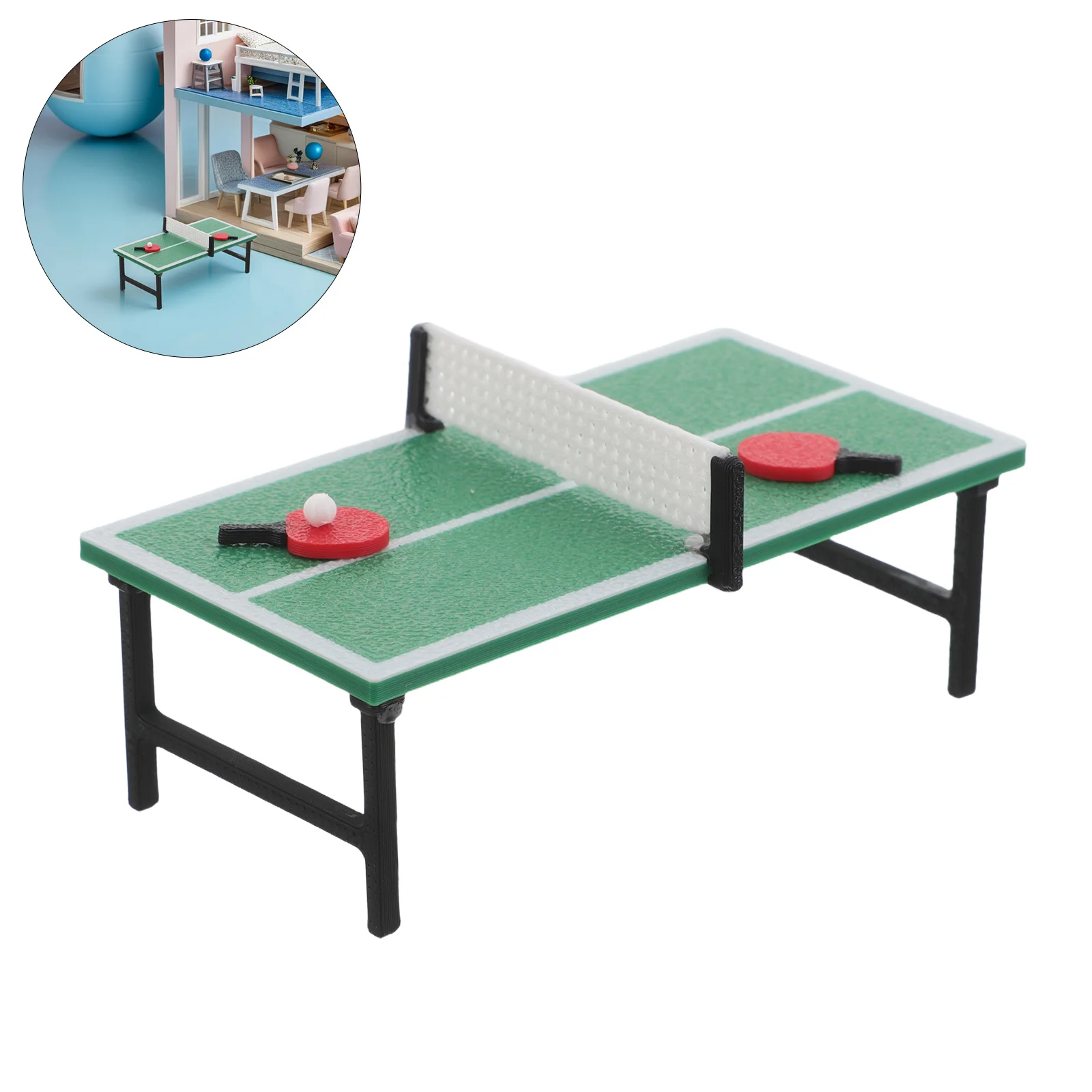 

Compact Pong Table 1:12 Scale Miniature Portable Indoor Desktop Decoration Home Office Study Pingpong Table