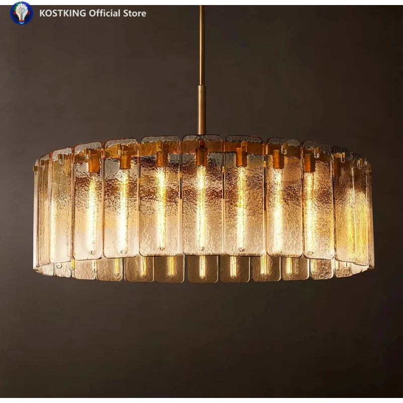 Glass Round Chandelier Art Deco Home Decor Glass Chandeliers Lighting Hall Parlor Dining Room Office Kitchen Island