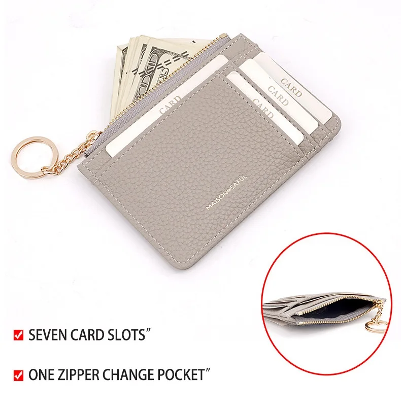 Korean Style Women Card Holders Multifunctional Ladies Card Wallets Zip Female Coin Purses