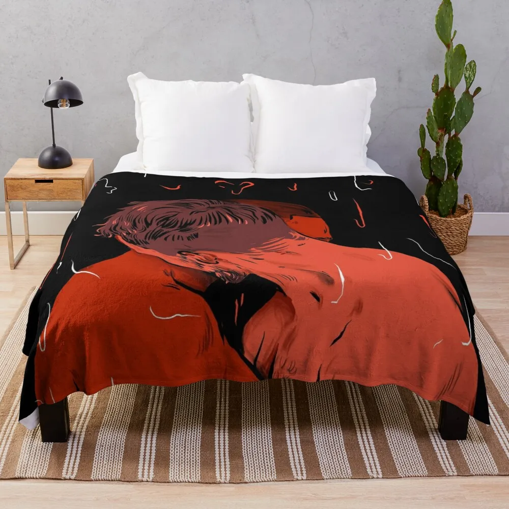 

Red- Tender - Two men caressing Throw Blanket Flannel Flannel Fabric blankets ands Blankets