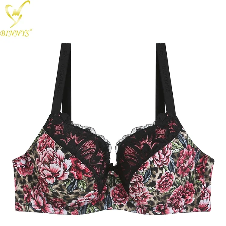 BINNYS E Cup Breathable 46E Thin Cup Soutien Gorge Grandes Bonnets Sexy Lace Plus Size Push Up Balcony Big Bra for Women