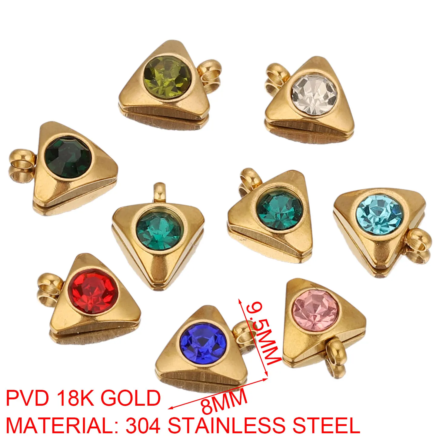 20 قطعة مثلث من الفولاذ المقاوم للصدأ دلايات صغيرة قلادة كريستال حجر الراين سحر DIY بها بنفسك أقراط سوار لوازم المجوهرات الحرف اليدوية