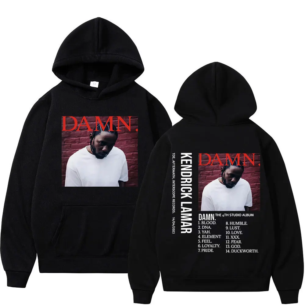 

Rapper Kendrick Lamar Graphic Hoodies Music Album Damn Print Hooded Sweatshirts Street Fashion Hip Hop Loose Pullovers Unisex