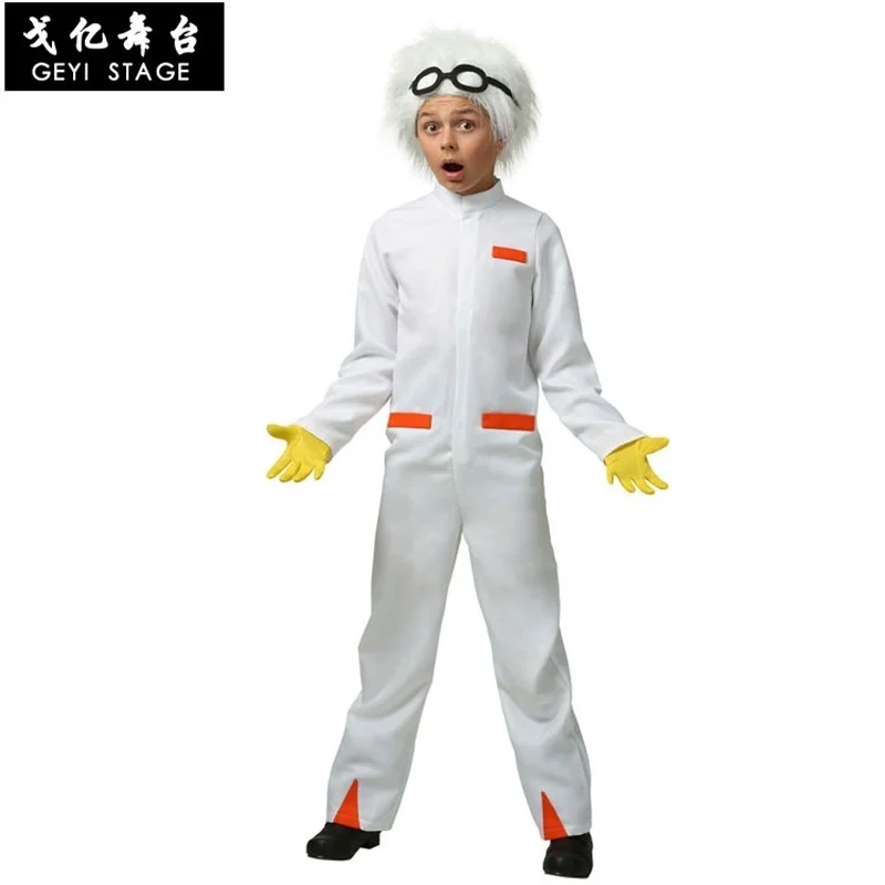 Novo de volta para o futuro dr. emmett brown cosplay traje para o miúdo menino halloween rpg playing festa fantasia terno trajes para adulto