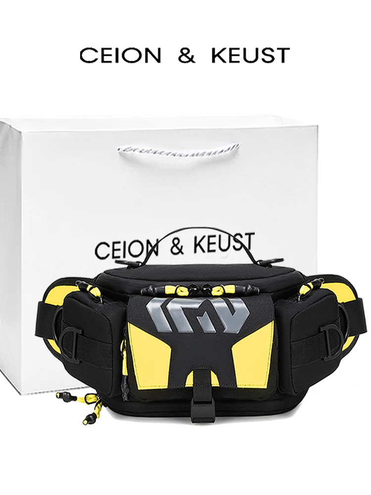 

CEION KEUST Outdoor Motorcycle Riding Crossbody Bag Student Bapa Multifunctional Waist Bag Soft Handheld Street Sle Wat...