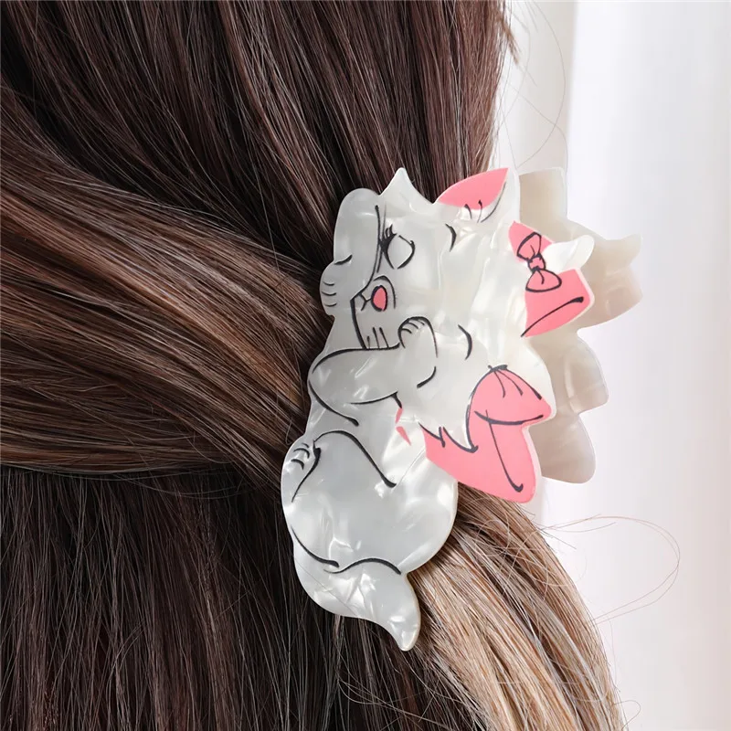 Kreative Niedliche Cartoon-Katzen-Haarspange Tier-Acetat-Haarklammer Mädchen Krabben-Haarspange Persönliche Haarklammer Haaraccessoires für Frauen – Detail 3