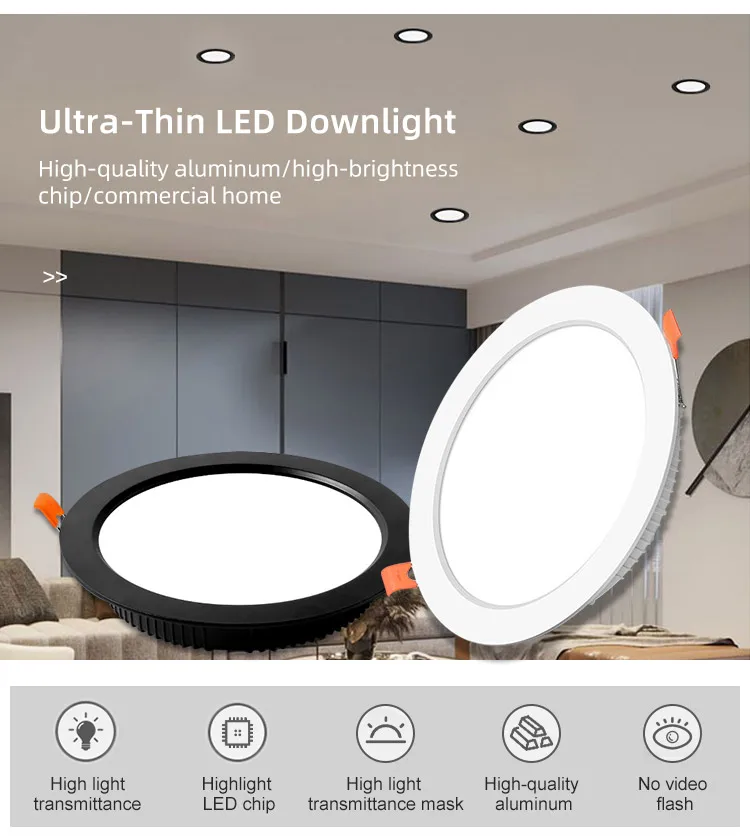 LED Recessed Ultra-thin LED Downlight 30w 36w 110V-240V Dimmable Ceiling Lamp 12W 18W 24W For store supermarket lighting