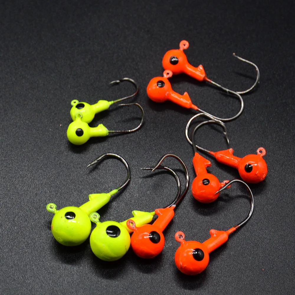 Jig Head rojo y amarillo – Cabeza plomada brillante para vinilo - imagen 5